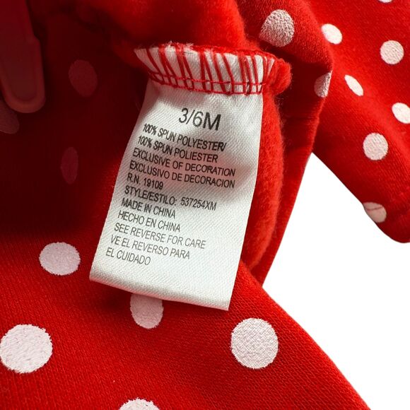 Disney Minnie Mouse 3-6M Outfit Red Polka Dot Snap Button Fleece Footed Pant NWT - Picture 8 of 9